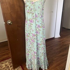 Angie Green Ruffled Tiered Maxi Dress Spaghetti Strap